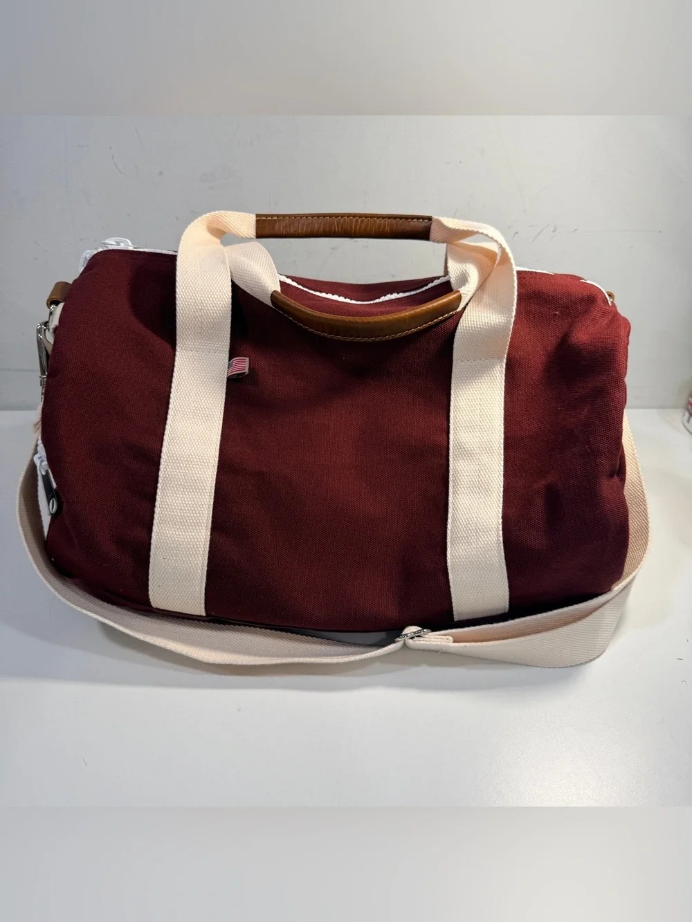 Hudson Sutler Canvas Duffel Bag MVRCS 1998 Classic Burgundy Khaki Weekender